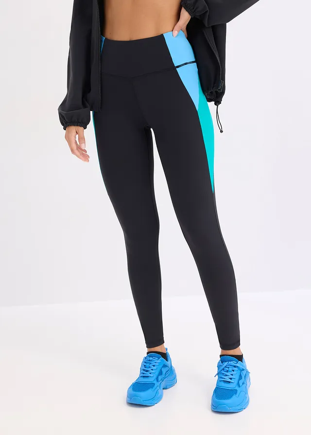 Legging de sport confortable à bande contrastante, séchage rapide • noir-émeraude-bleu brillant • product-page.page-title-suffix