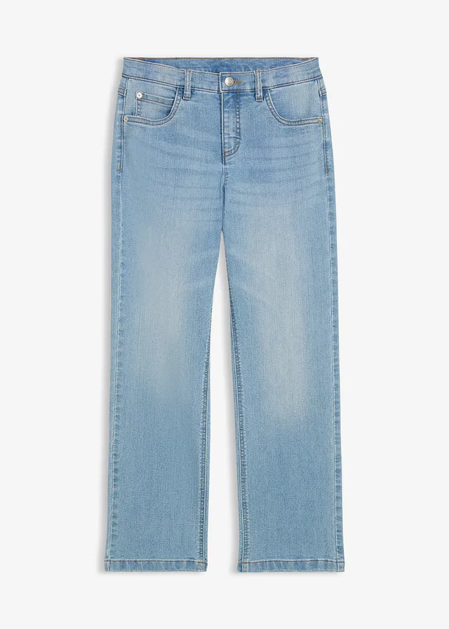 Straight jeans mid waist, Kleur: lichtblauw denim