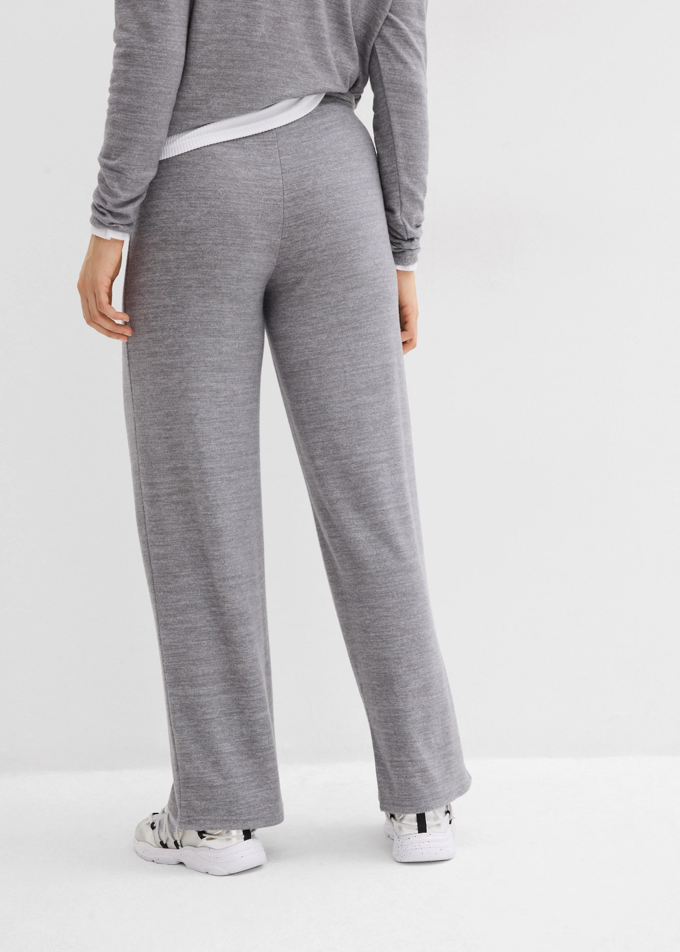 Jersey broek in gebreide look • grijs gemêleerd • bonprix online shop