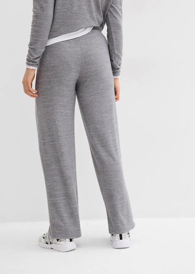 Jersey broek in gebreide look • grijs gemêleerd • product-page.page-title-suffix
