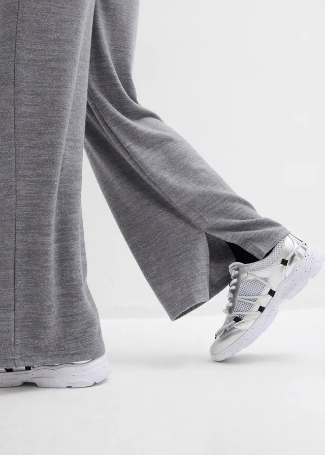 Jersey broek in gebreide look • grijs gemêleerd • product-page.page-title-suffix