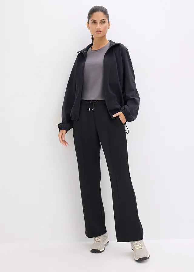 Outdoor broek met siernaden, Kleur: zwart