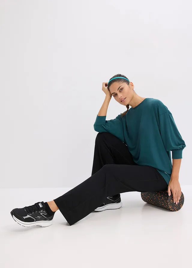 Športové tričko, oversize, s 3/4 rukávom, rýchlo schnúce • petrolejovo zelená • obchod bonprix