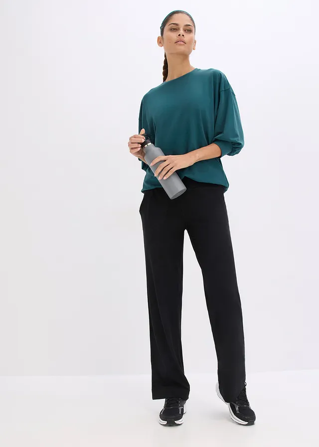 Pantalon de sport à poches latérales, séchage rapide, Couleur: noir