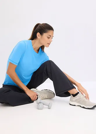 Bluză sport cu aspect texturat • albastru-briliant + negru • magazin bonprix