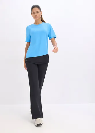 T-shirt de sport texturé • bleu brillant + noir • Boutique bonprix