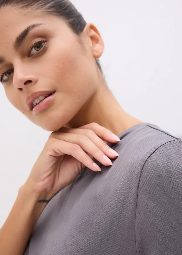 Sportshirt met structuur look • granietgrijs + zwart • product-page.page-title-suffix