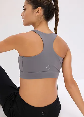 Racerback sport melltartó, enyhe tartással • gránitszürke • bonprix áruház
