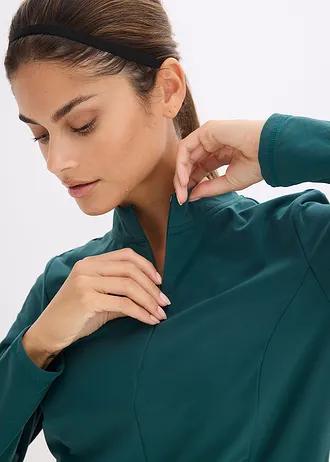 Geacă termo funcțională cu fermoar pe jumătate, uscare rapidă • verde petrol • magazin bonprix