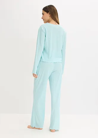 Lichte pyjama met hartjespatroon, Kleur: aquapastel