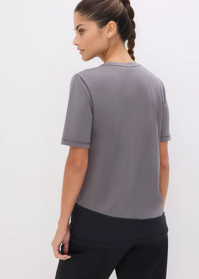 T-shirt de sport texturé, Couleur: gris granit-noir