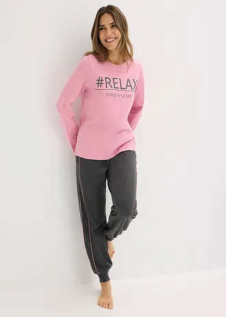 Pijama din bumbac moale • violet-orhidee fumuriu-gri-antracit melanj • magazin bonprix