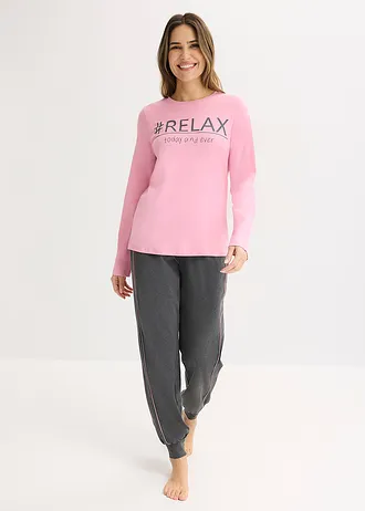 Pijama din bumbac moale • violet-orhidee fumuriu-gri-antracit melanj • magazin bonprix