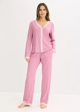 Pyjama met knoopsluiting • mauve-wolwit • bonprix online shop