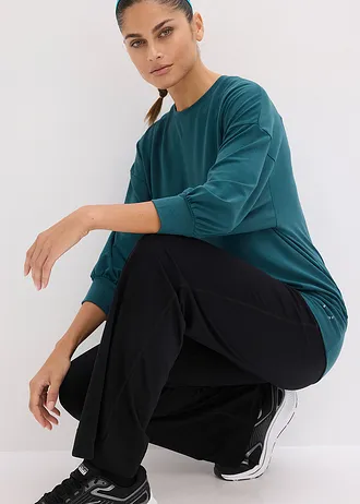 Športové tričko, oversize, s 3/4 rukávom, rýchlo schnúce • petrolejovo zelená • obchod bonprix