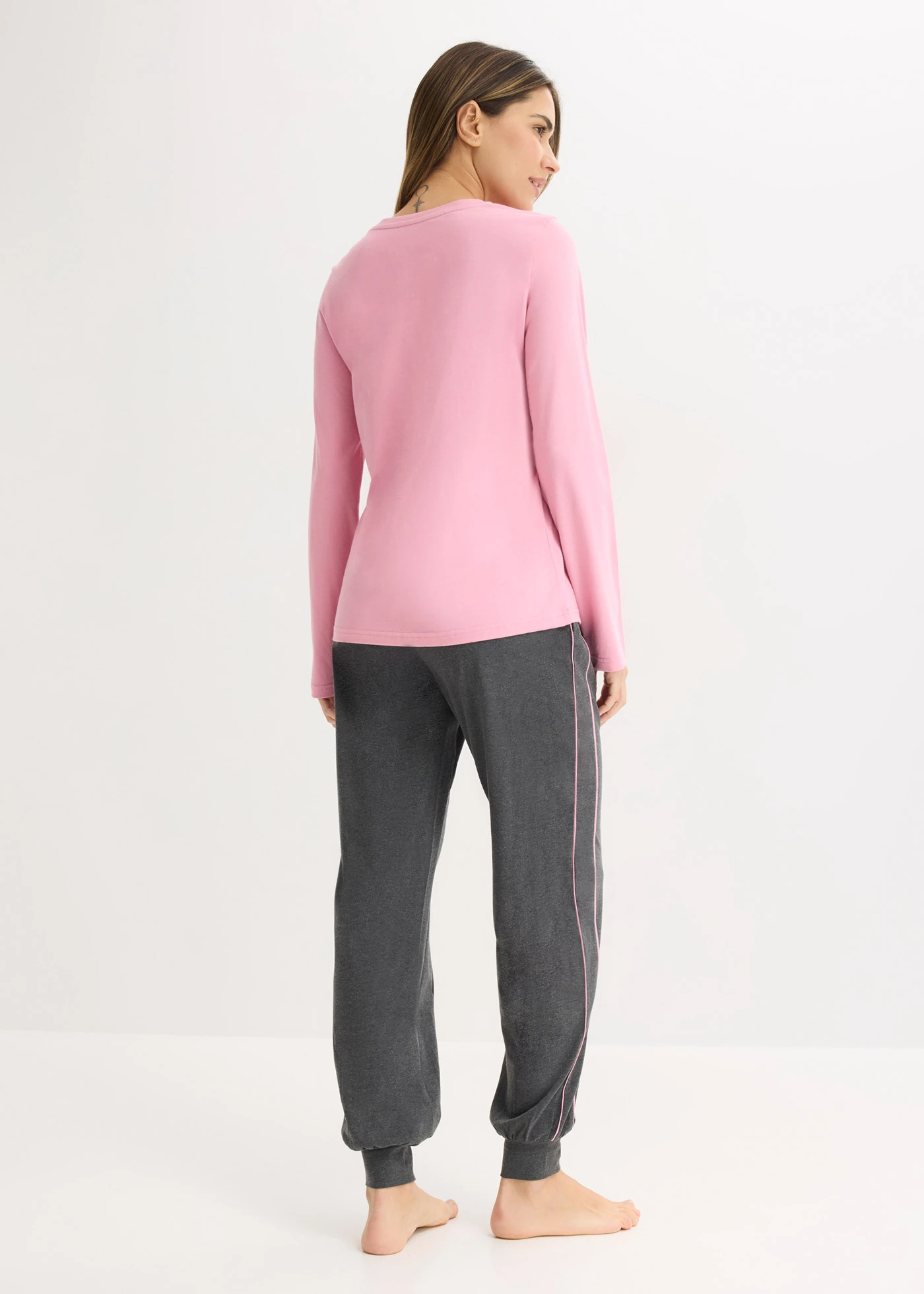 Pijama din bumbac moale • violet-orhidee fumuriu-gri-antracit melanj • magazin bonprix