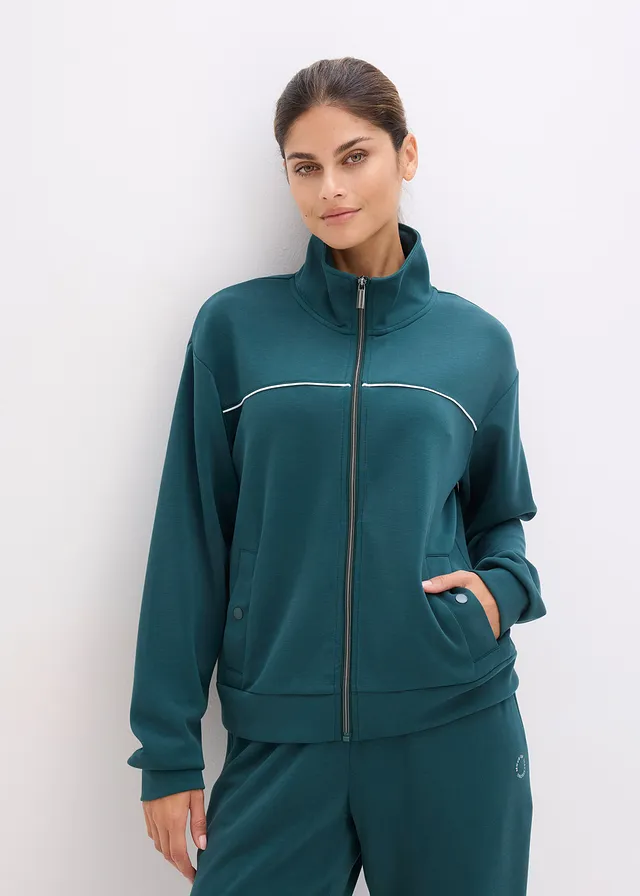 Veste de sport ultra-douce avec modal, Couleur: vert pétrole