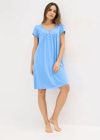 Chemise de nuit d’allaitement coton • bleu moyen • Boutique bonprix
