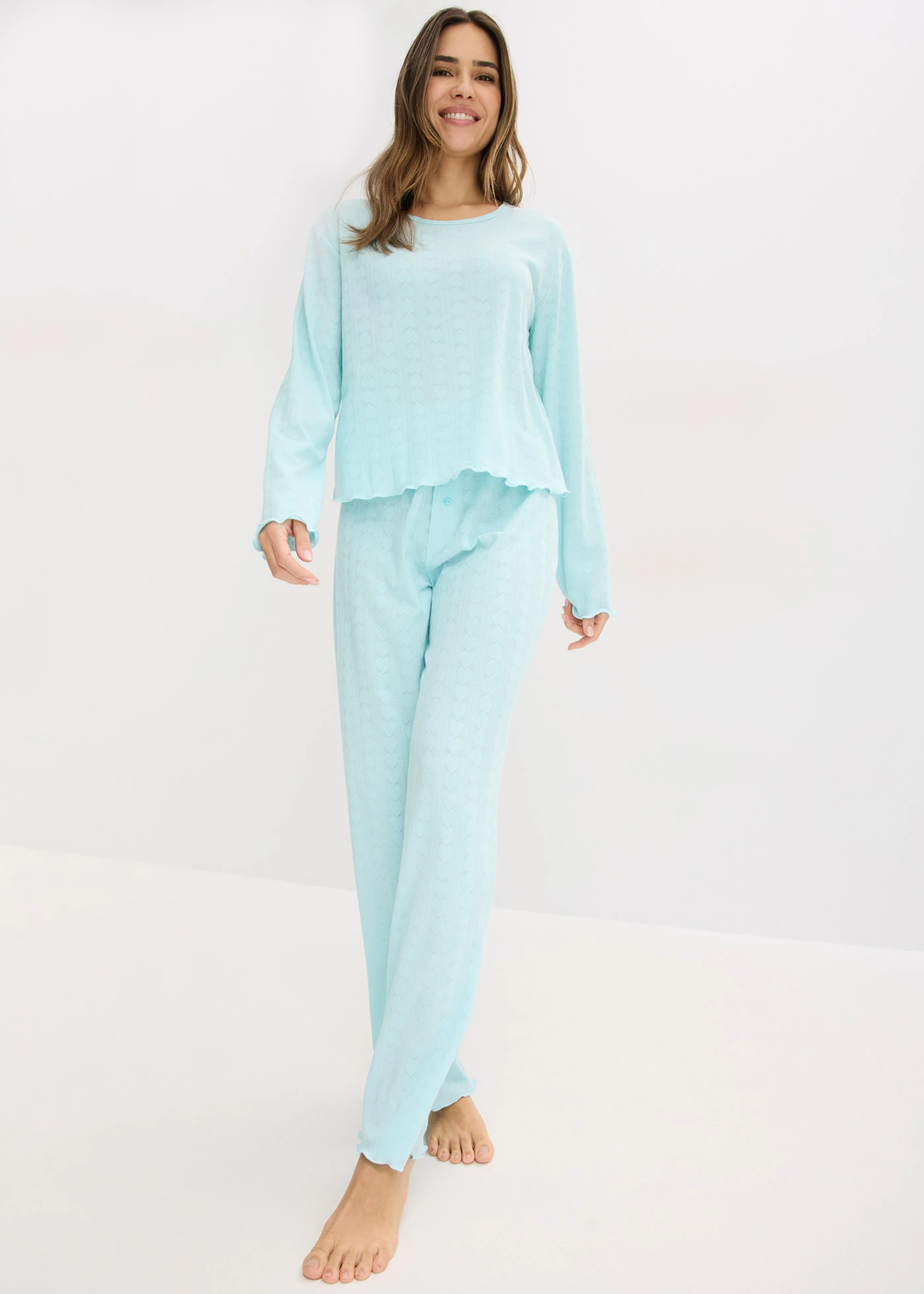 Pyjama léger à motif cœurs • menthe • Boutique bonprix