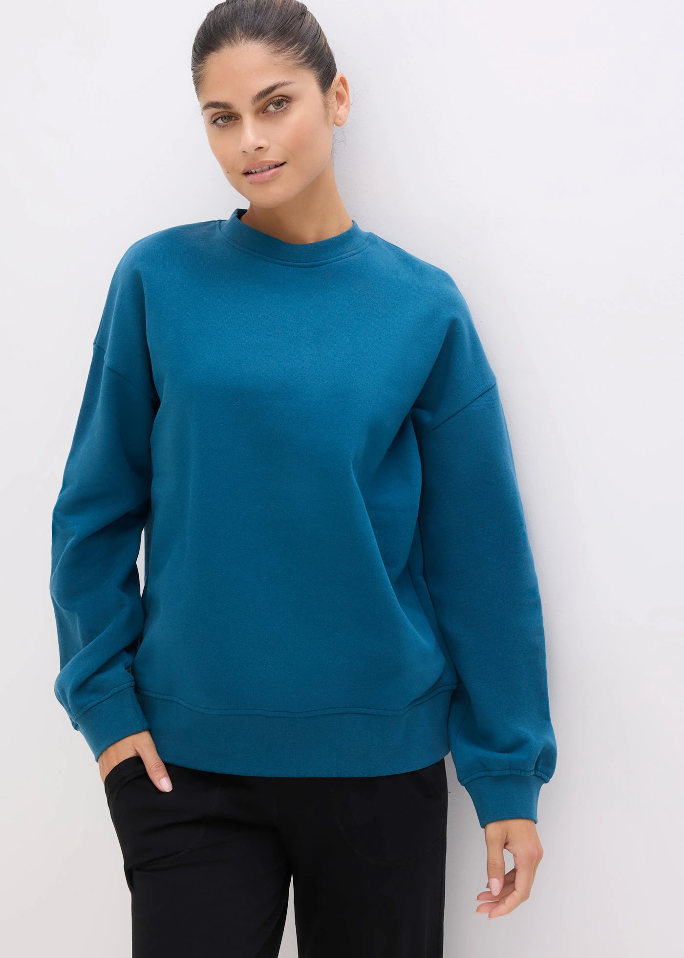 Bluză casual oversize din bumbac 100% • albastru-petrol • magazin bonprix