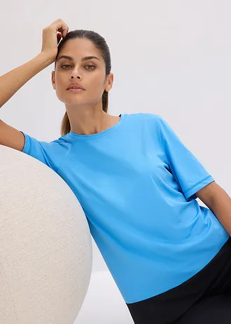 Bluză sport cu aspect texturat • albastru-briliant + negru • magazin bonprix