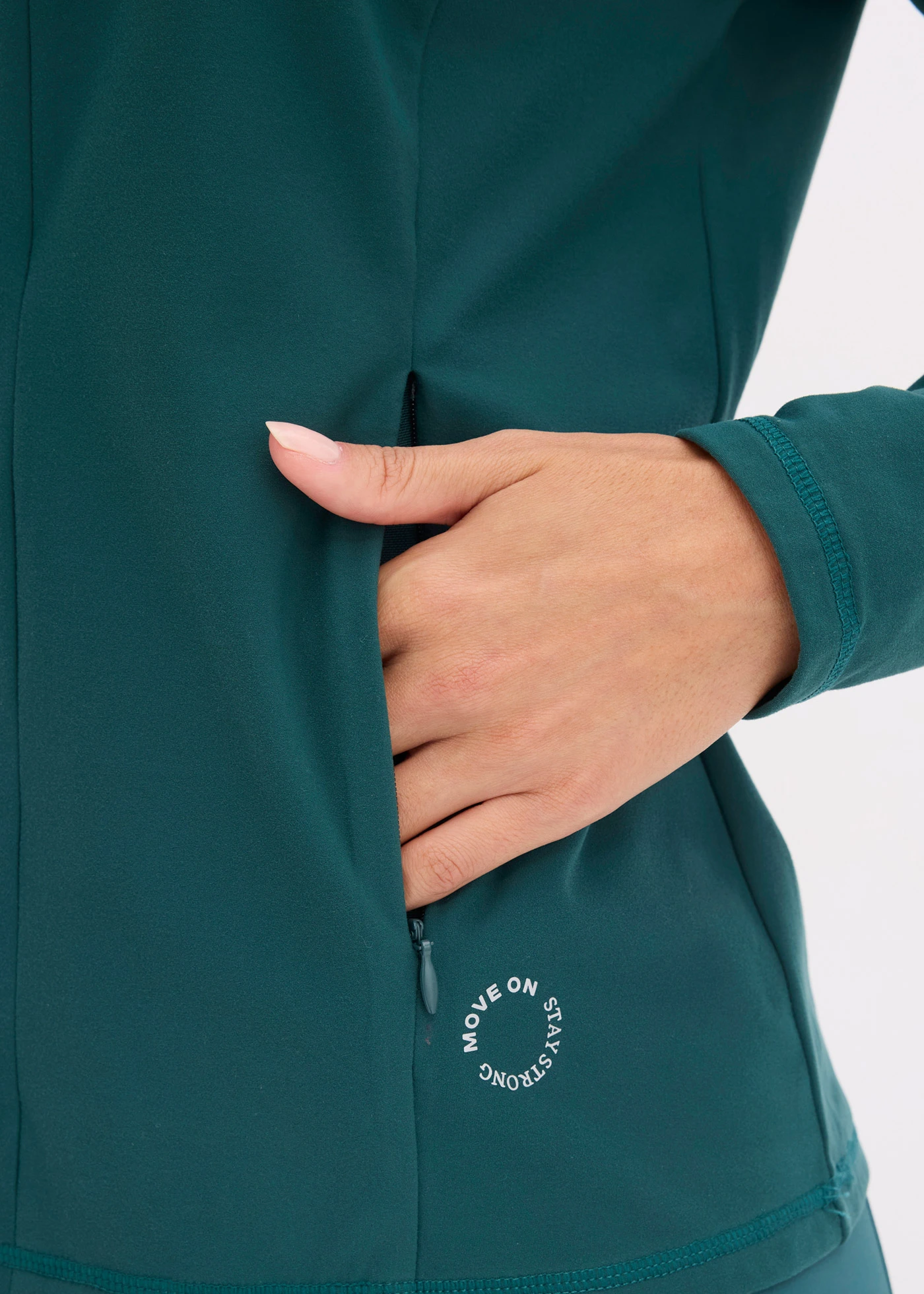 Thermo outdoor jas met halve ritssluiting, sneldrogend • petrolgroen • bonprix online shop