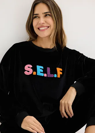 Domácí souprava ze sametu • černá • bonprix obchod