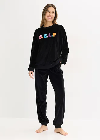 Domácí souprava ze sametu, barva: černá