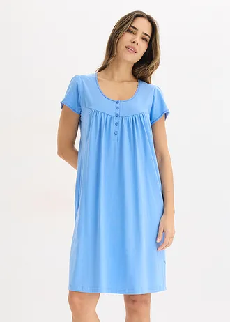 Chemise de nuit d’allaitement coton et dentelle • bleu moyen • Boutique bonprix