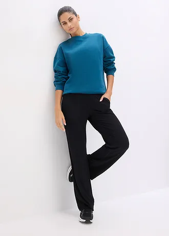 Oversized sweater van puur katoen, Kleur: blauwpetrol