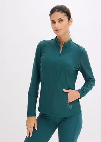 Veste de sport chaude à séchage rapide, demi-zip, Couleur: vert pétrole