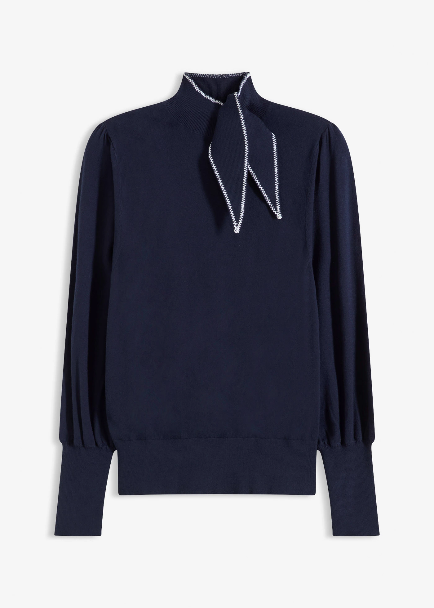 Sweter z mieszanki wiskozy • granatowo-biały • sklep bonprix