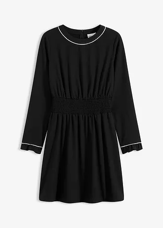 Rochie cu volănașe • negru/ecru • magazin bonprix