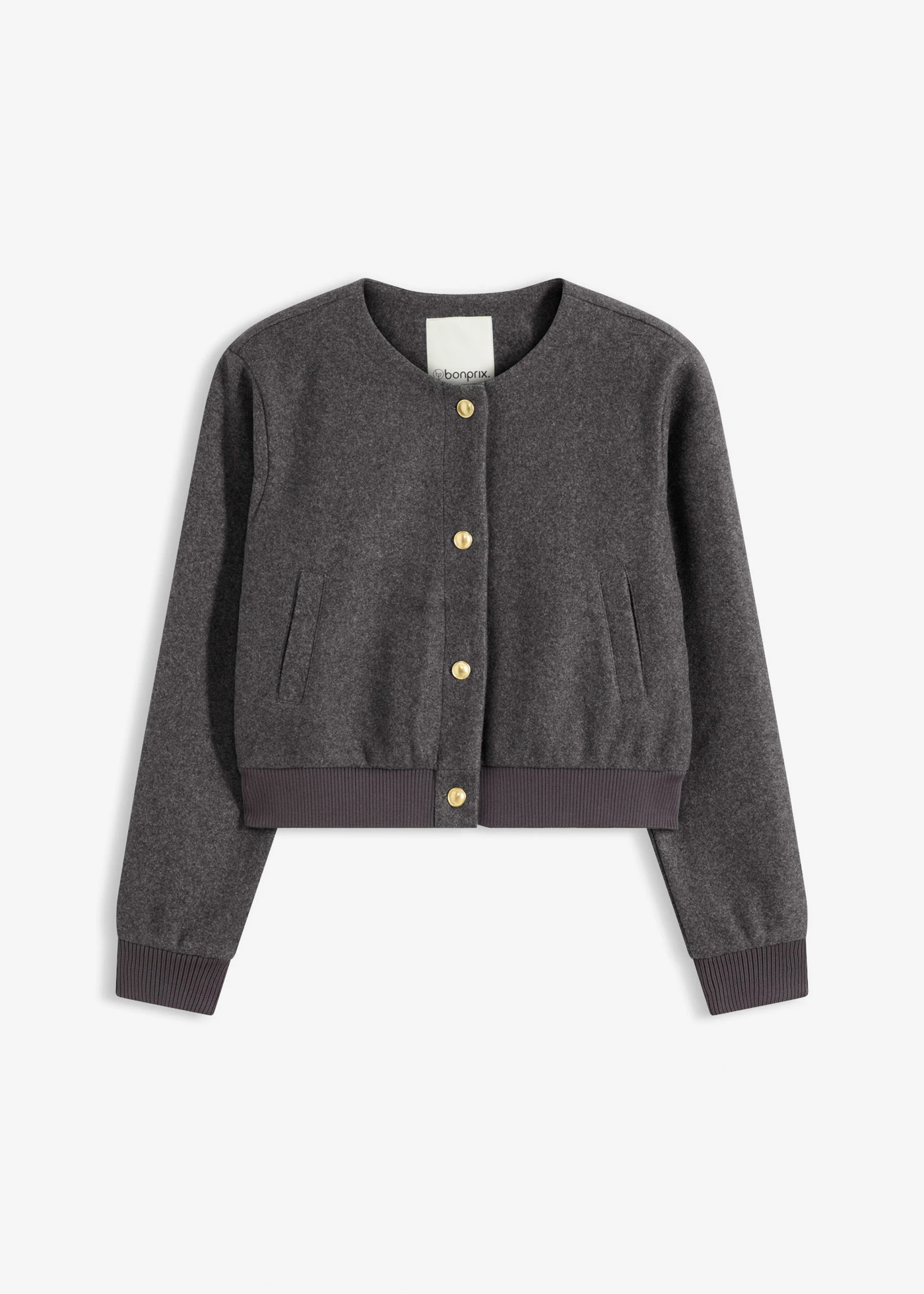 Bomber van zacht bouclé • antraciet gemêleerd • bonprix online shop