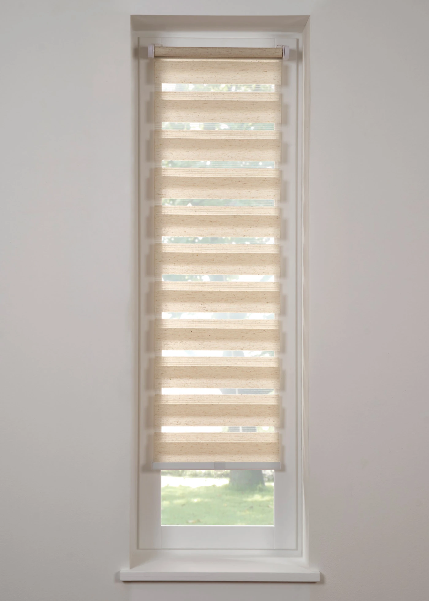 Duo rolgordijn in linnen look, snoerloos • ecru • bonprix online shop