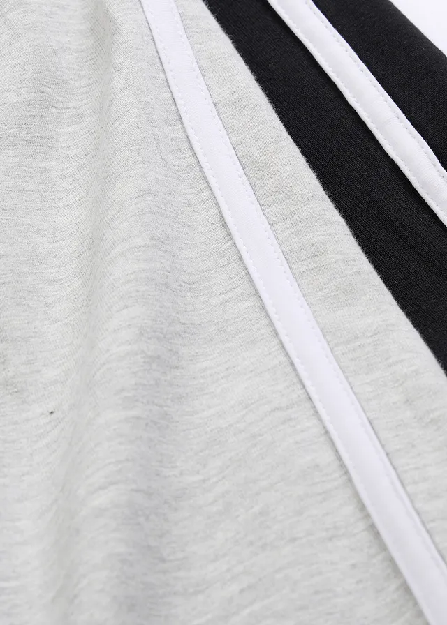 Jersey broek van elastisch biologisch katoenmix (set van 2) • zwart+lichtgrijs gemêleerd • product-page.page-title-suffix
