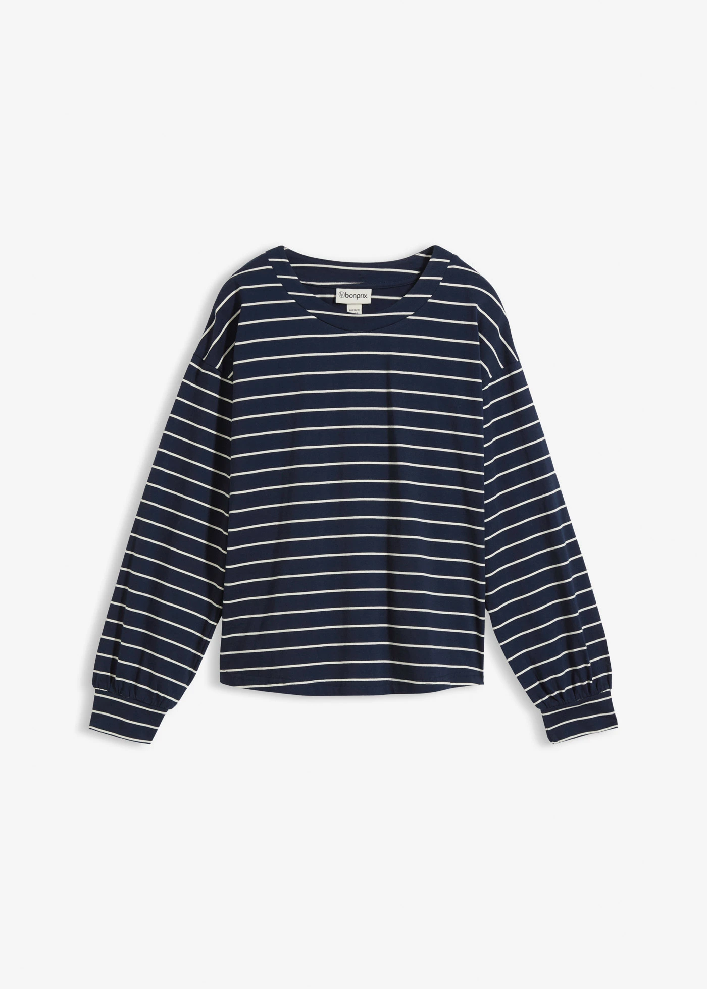 Longsleeve van biologisch katoen • donkerblauw/wolwit gestreept • bonprix online shop