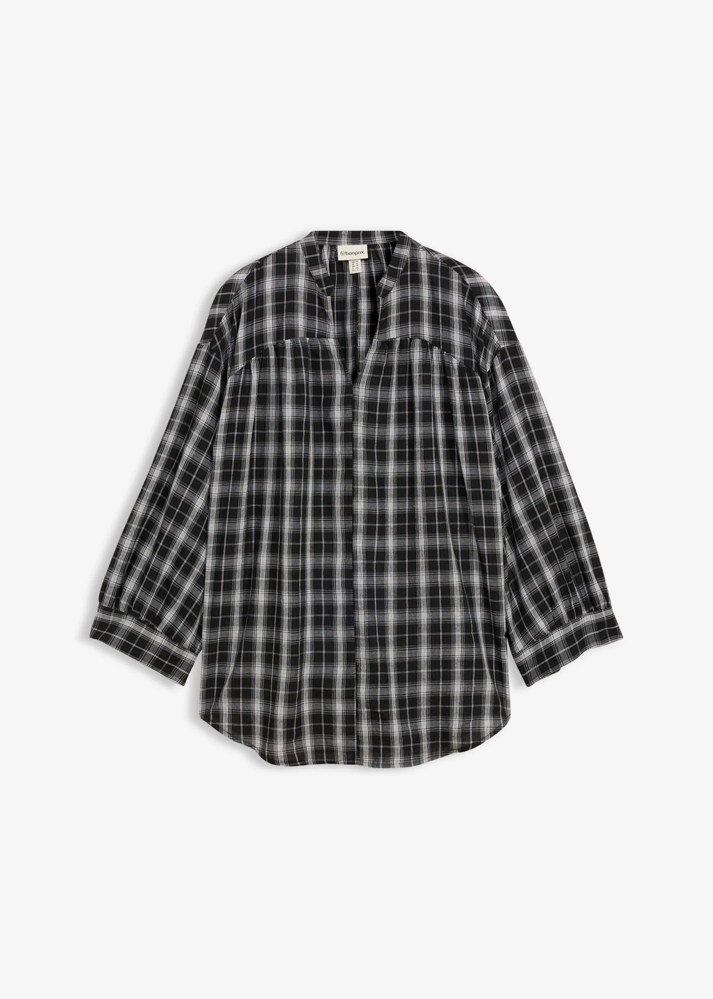 Chemisier long et oversize • noir blanc carreaux • Boutique bonprix