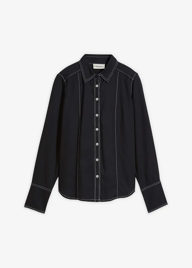 Blouse van viscose • zwart/wolwit • bonprix online shop