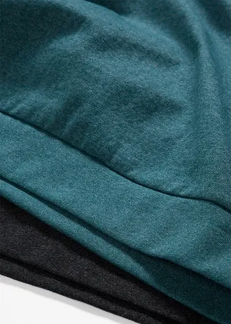 Sweatshirt van zachte katoenmix (set van 2) • antraciet gemêleerd+blauwgroen • bonprix online shop