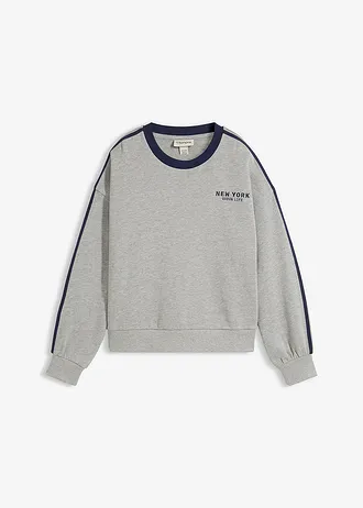 Oversized sweatshirt van een zachte katoenmix, Kleur: lichtgrijs gemêleerd-donkerblauw