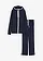 Stretch joggingpak van katoen (2-dlg. set), Kleur: donkerblauw/wit