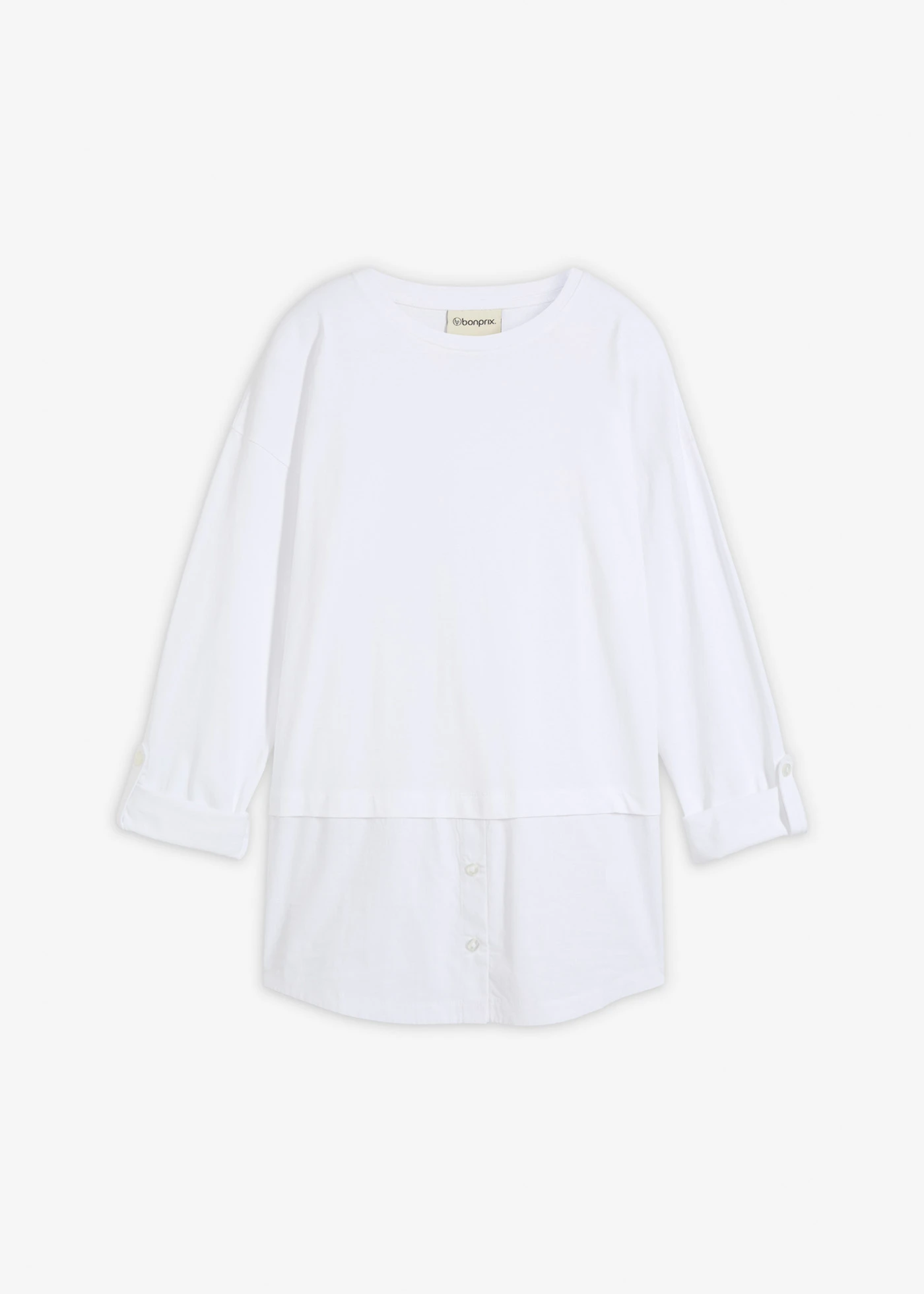 Shirt met blouse-inzet van biologisch katoen • wit • bonprix online shop