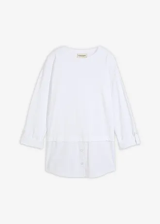 Shirt met blouse-inzet van biologisch katoen