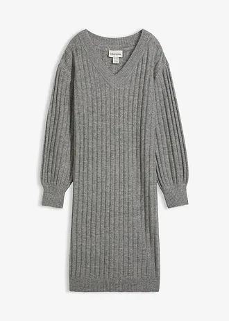 Gebreide jurk • grijs gemêleerd • bonprix online shop