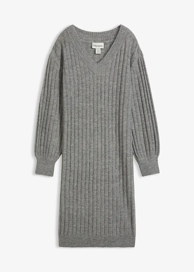 Rochie tricotată • gri melanj • magazin bonprix