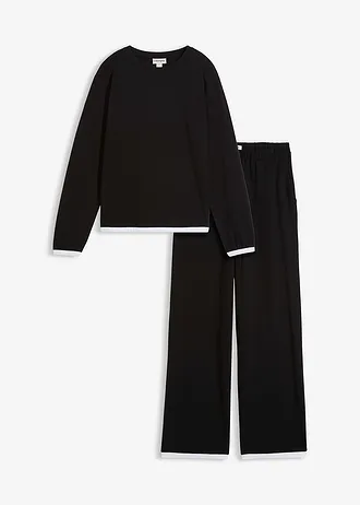 Trening din bumbac (set dublu) • negru/alb • magazin bonprix