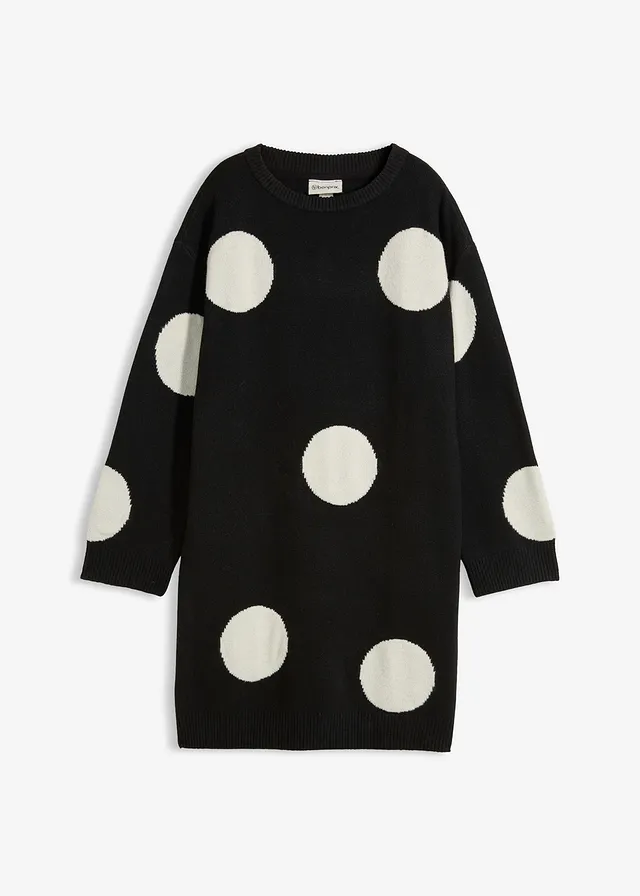 Oversized gebreide jurk met stippen