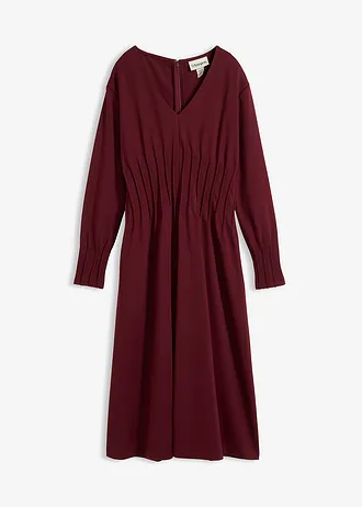 Rochie comodă cu falduri decorative, din amestec moale de viscoză • roșu arțar • magazin bonprix