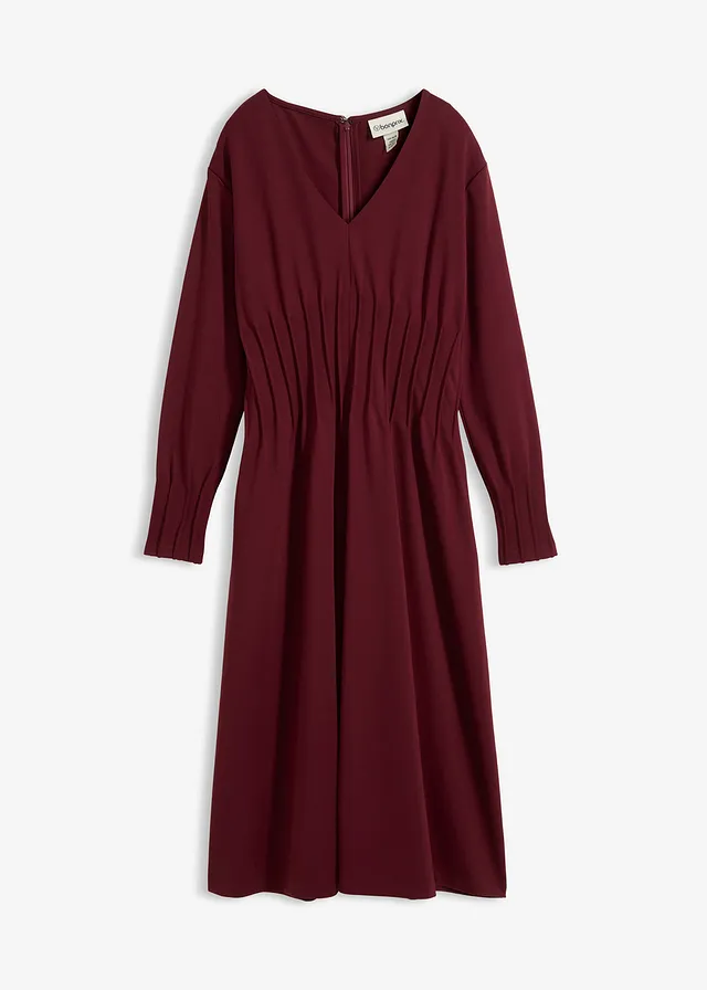 Rochie comodă cu falduri decorative, din amestec moale de viscoză • roșu arțar • magazin bonprix